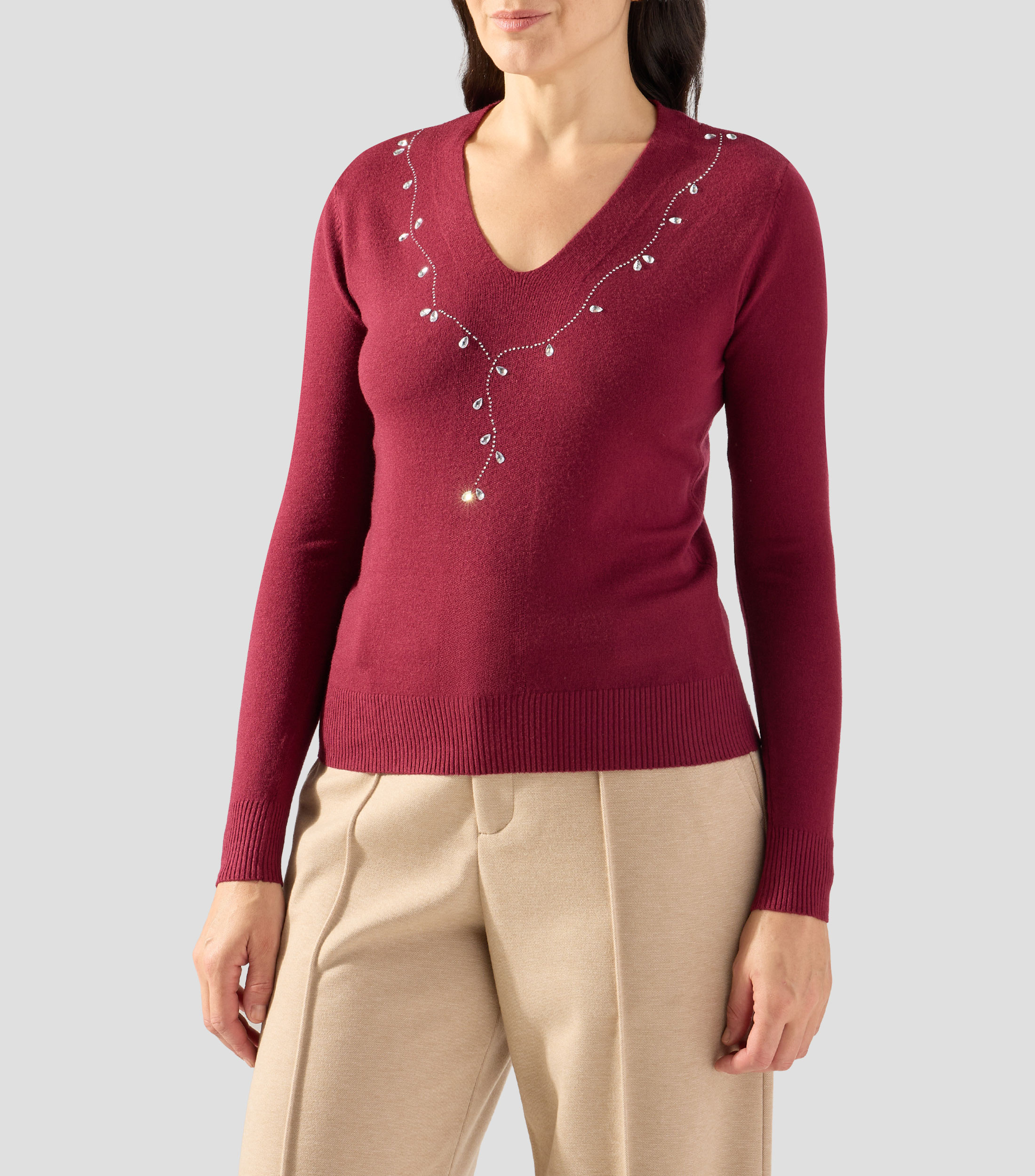 Suéter cuello V Mujer